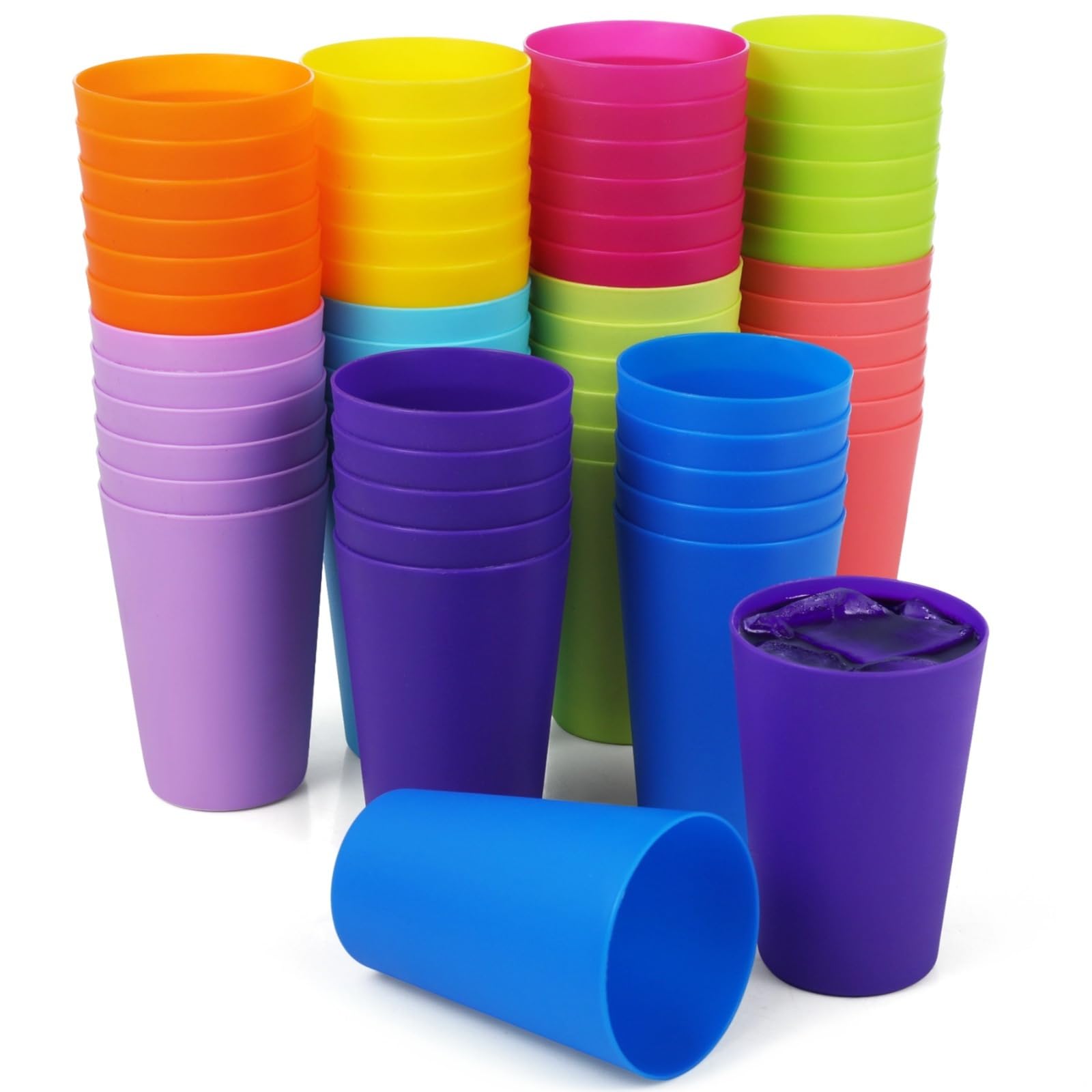 60 bicchieri riutilizzabili in plastica da 250 ml, bicchieri multicolore per adulti e bambini, infrangibili, per feste, docce e picnic