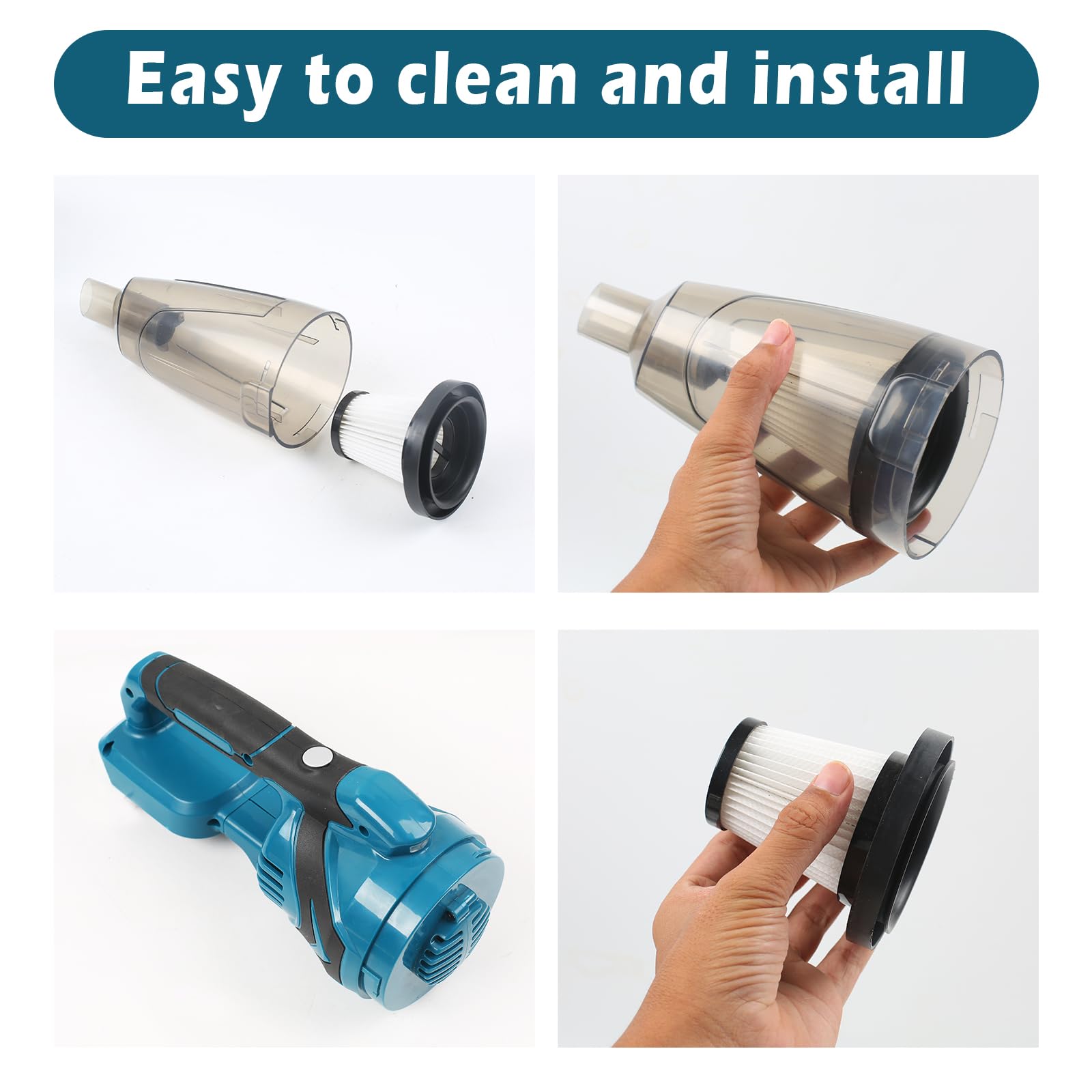 Aspiradora con batería para Makita 18 V, 10500 Pa, aspiradora de mano portátil, 140 W de potencia, aspiradora de coche con 4 cabezales de cepillo, mini aspirador de mano para casa, coche (sin