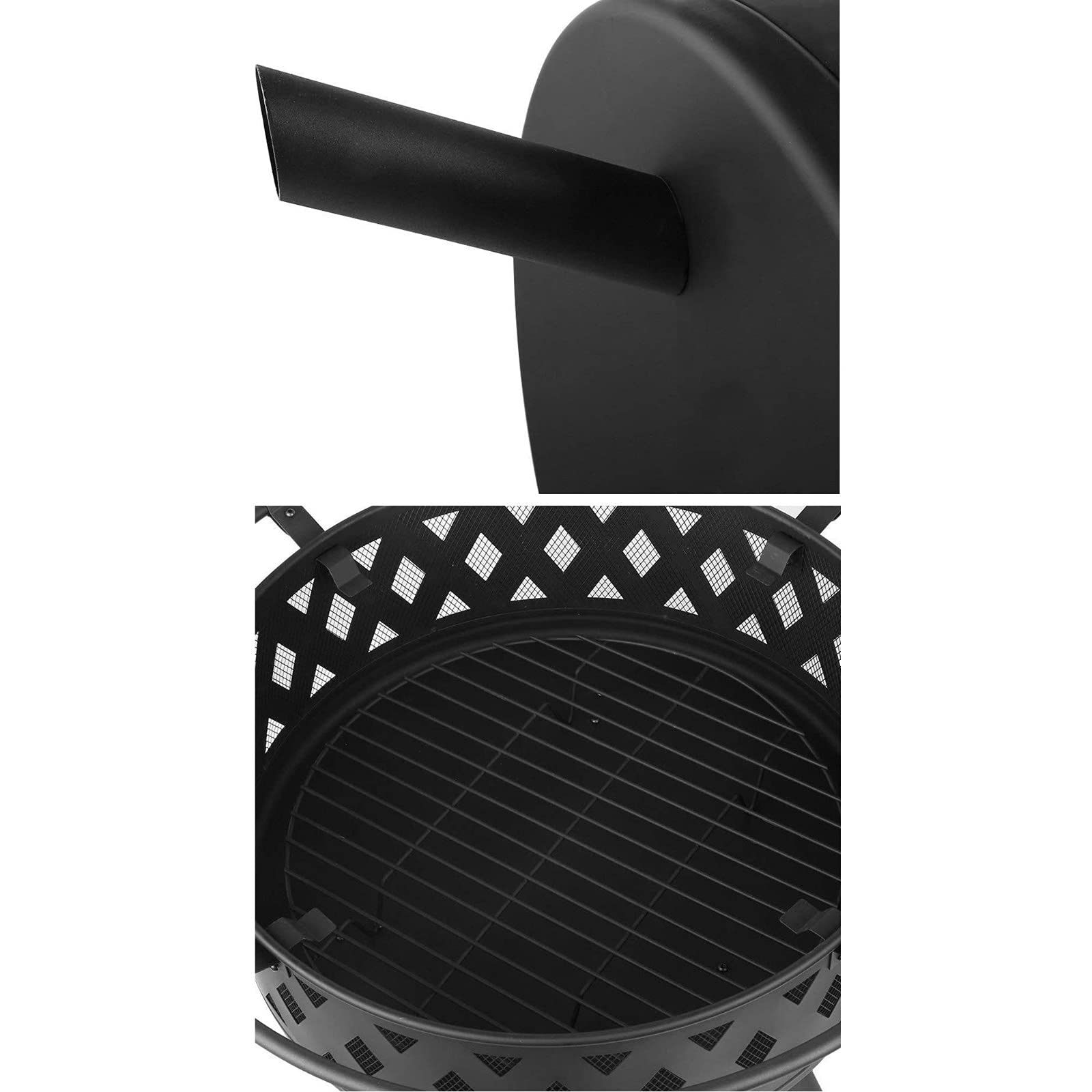 Brasero para Hoguera Parrilla de Hierro para Barbacoa, Cuenco para Hoguera con Malla, Cubierta de Pantalla de Chispa para Acampar, Picnic, Hoguera, Patio, Jardín, Playas