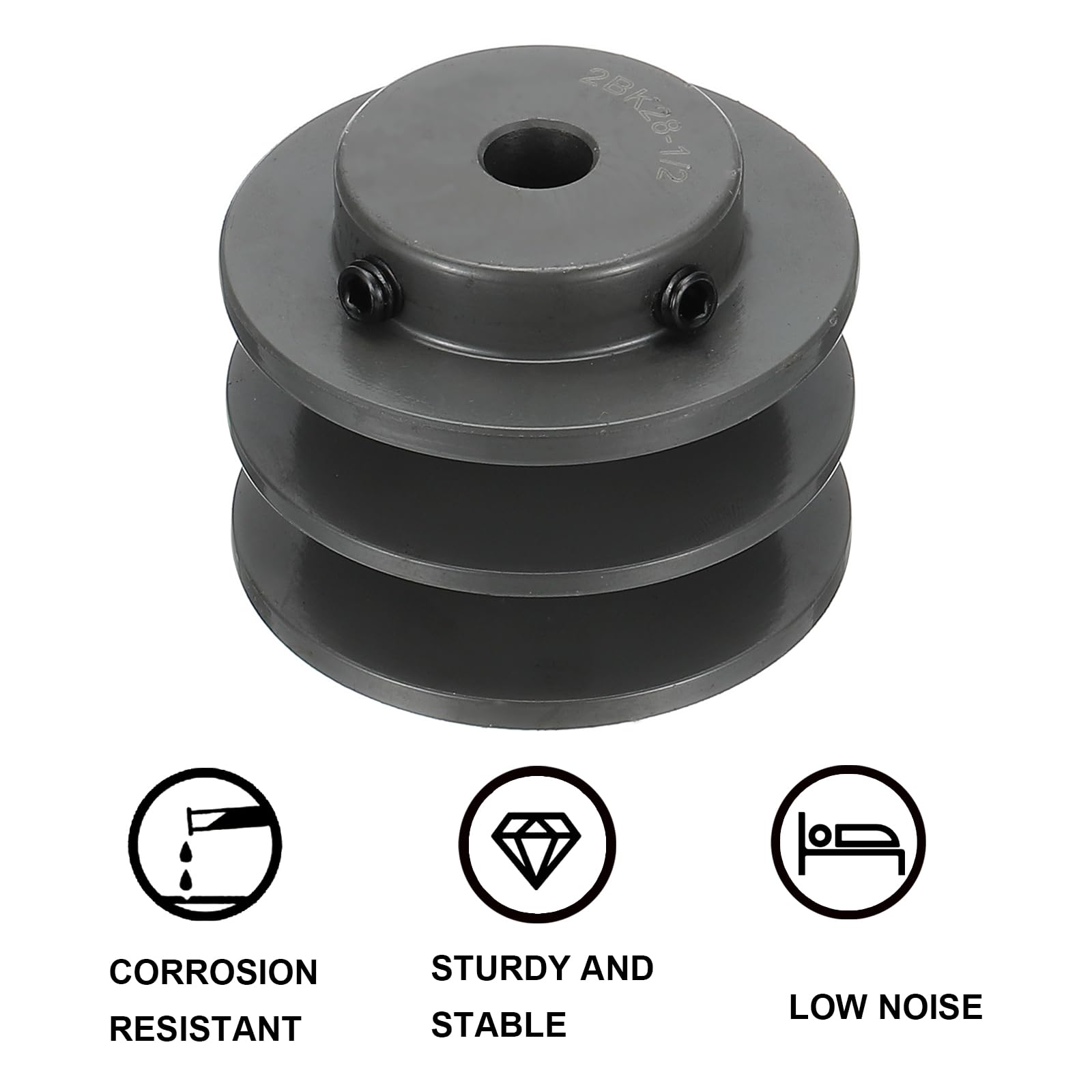 QUARKZMAN 2BK28-1/2 Puleggia A V 1/2" Foro 2.95" Diametro Esterno Doppia Scanalatura Puleggia Con Anima Forata Su Misura Ghisa Sezione Cinghia Per Cinghia 3L O B