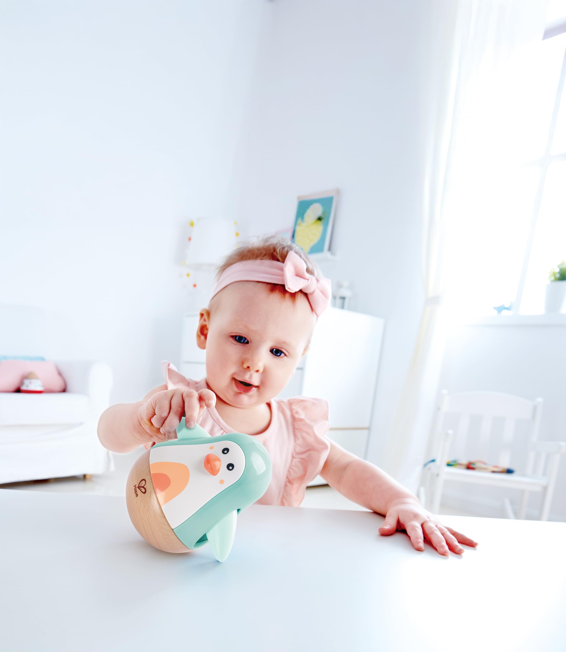 Hape Pingouin culbuto en Bois - Turquoise