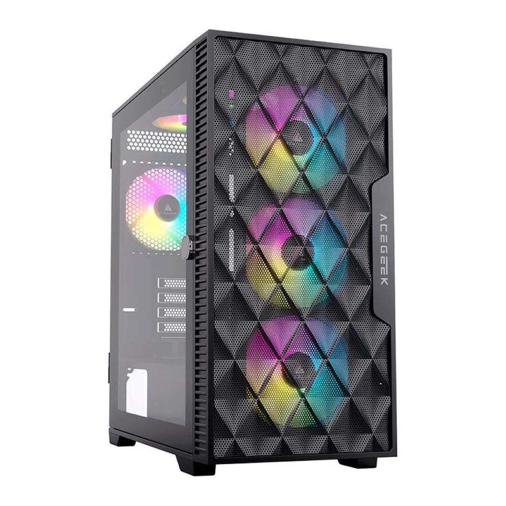 ategisシェルフ Gabinete Gamer Acegeek Darkfate Mini Mesh, Mid-Tower, Lateral de