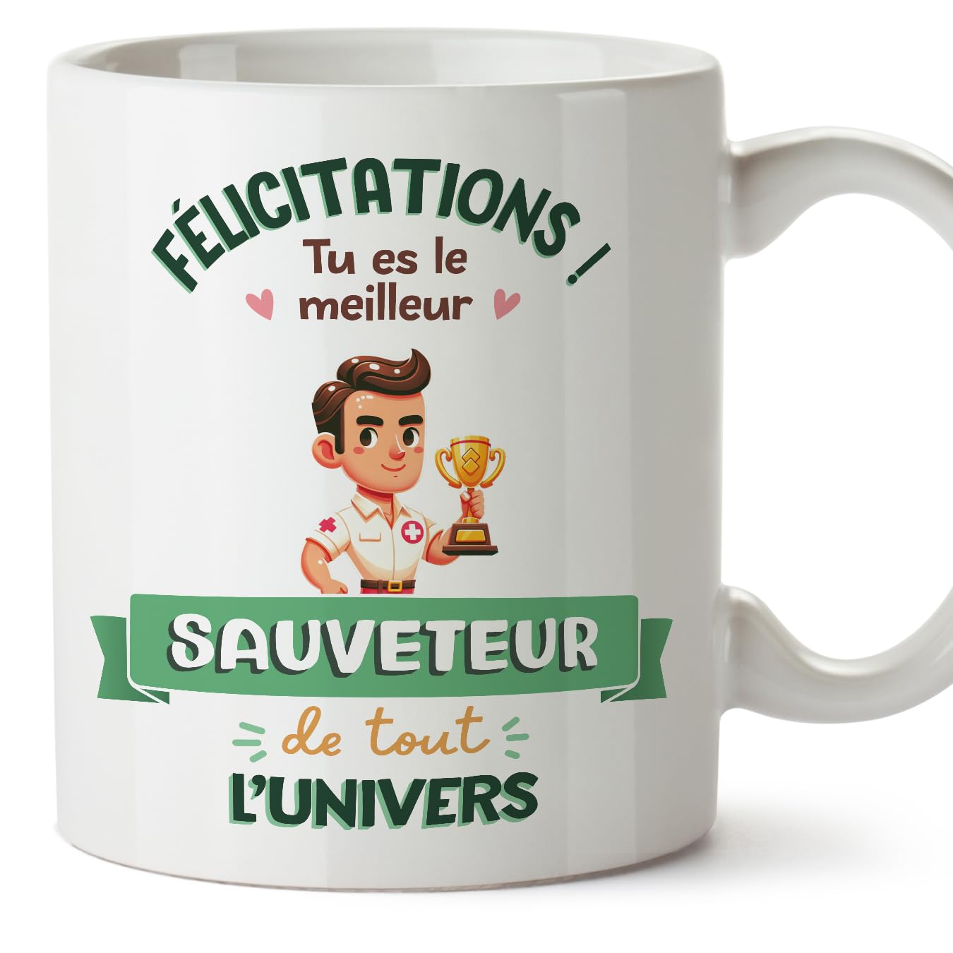 MUGFFINS Lifeguard Man Mug - in French - Meilleur Univers Trophée - Funny Gift for Colleagues - Ceramic 11oz Mug — image 1