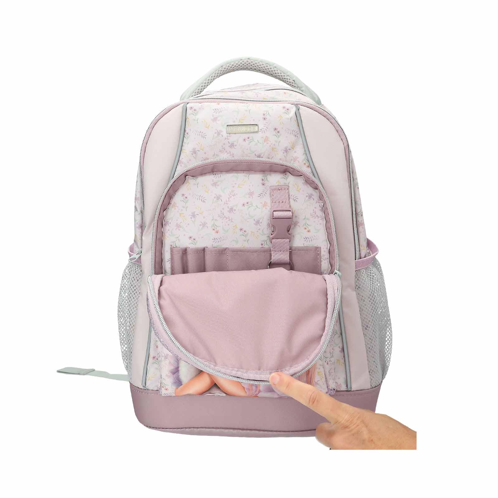 Depesche – TOPModel Blooming Kitty – Schulrucksack und 3-Fach-Federtasche, mit Model-Katze-Motiv und Blumenmuster, Schultasche mit verstellbaren Trägern, Federmappe mit Buntstiften, Schere, Lineal UVM