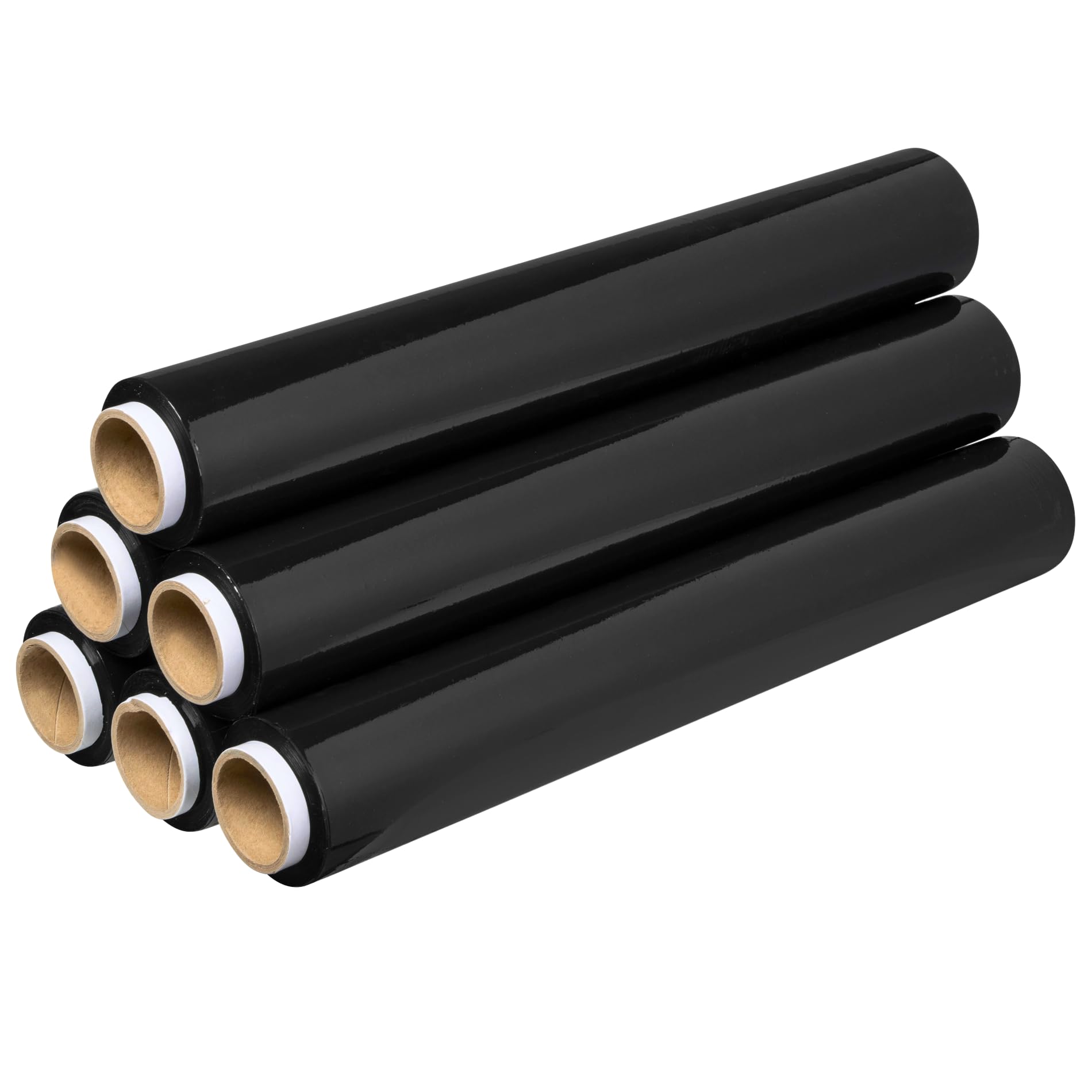 Stretchfolie Schwarz 50 cm - Starke Folie für Möbel - Set mit 6 Stück - Verpackungsmaterial 110 m - Verpackungsfolie für Umzugskartons - Strechfolienrolle - Möbelfolie 1,35 kg