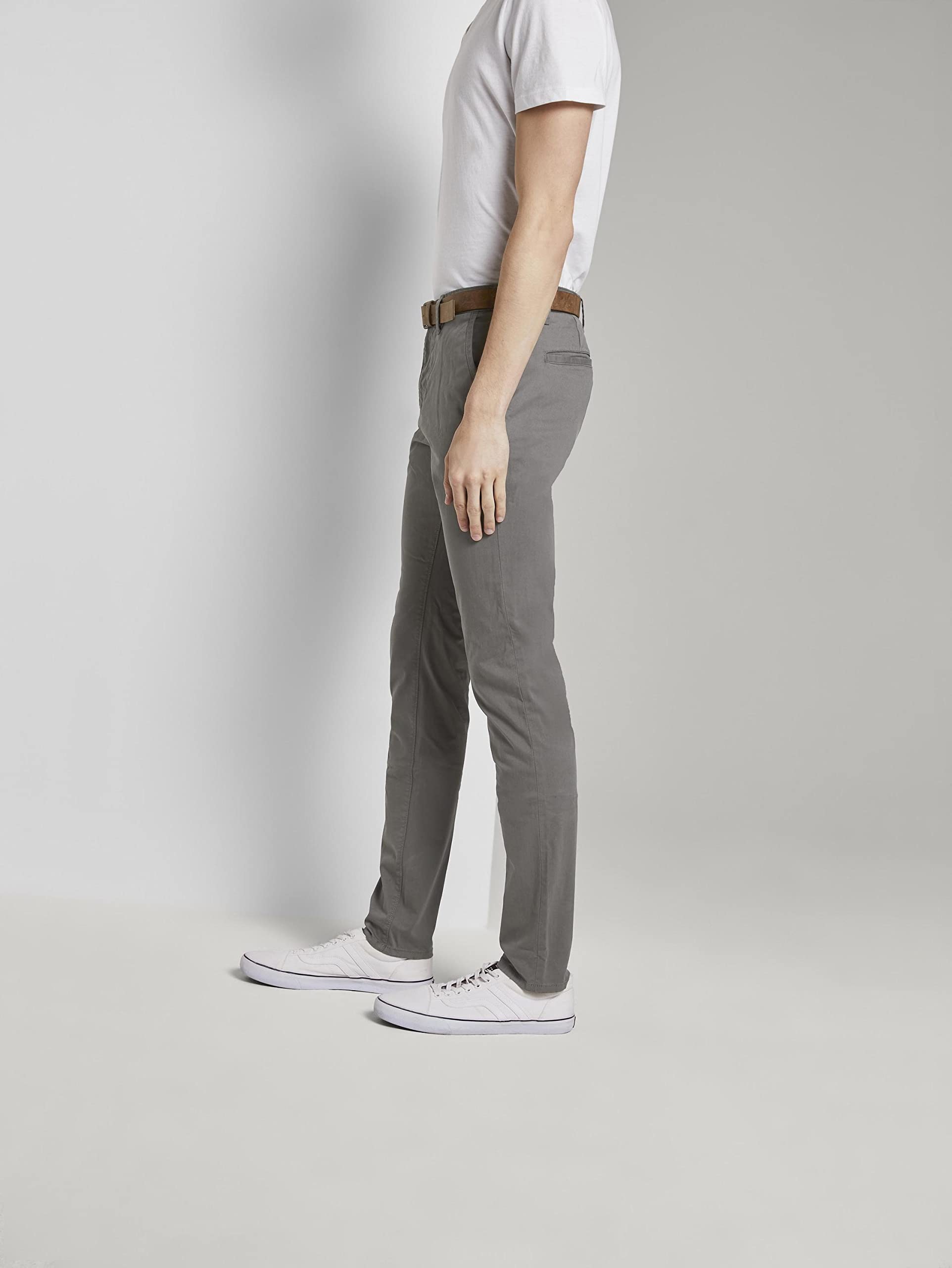TOM TAILOR Denim Herren Slim Fit Chino Hose mit Gürtel