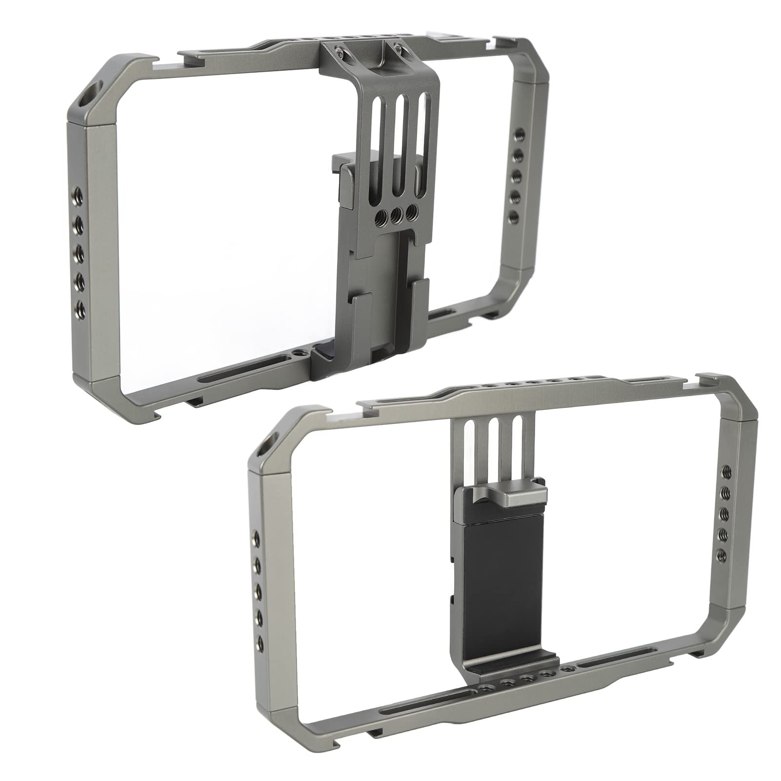 Smartphone Video Rig, Universal Phone Cage with 1/4 Threaded Holes & Cold Shoe, Adjustable Phone Video Stabilizer for Videomaker Film Maker Video Grapher