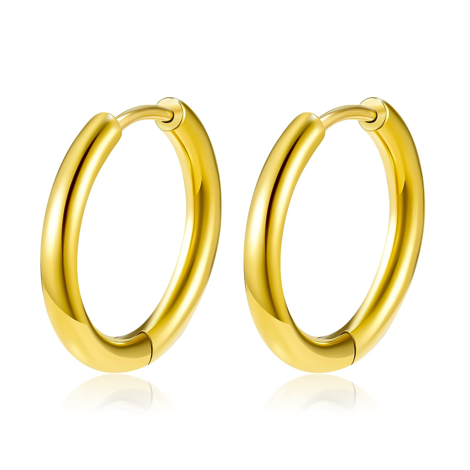 Titanium Huggie Hoop Earrings Hypoallergenic Nickel Free Hinged Sleeper Earrings for Sensitive Skin Cartilage Helix Lobes