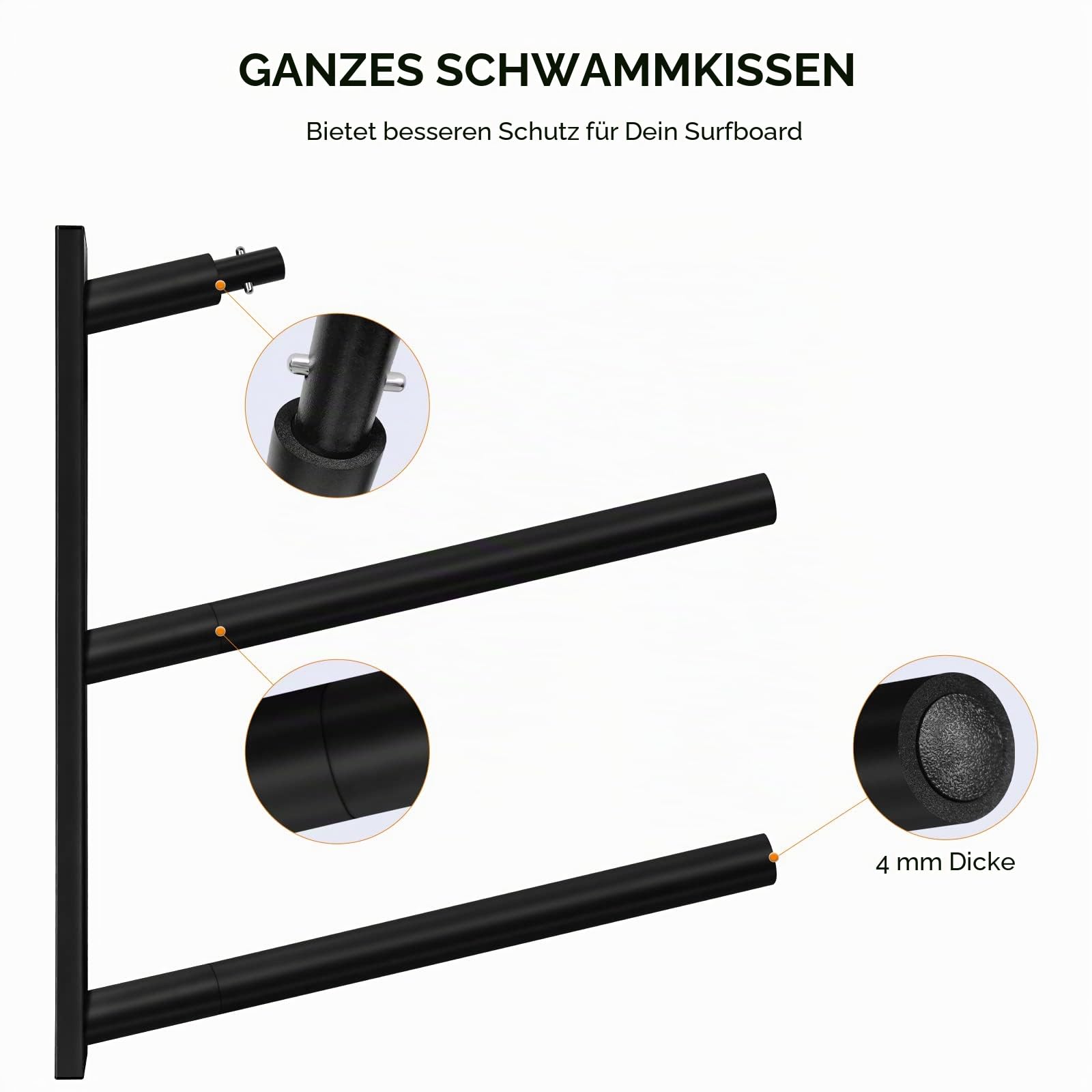 TWO STONES Surfbrett-Halter für die Wand, Surfbrett-Aufhänger funktioniert als Shortboard-, Skimboard- und Longboard-Aufhänger oder Ständer (CJ-OT2202)