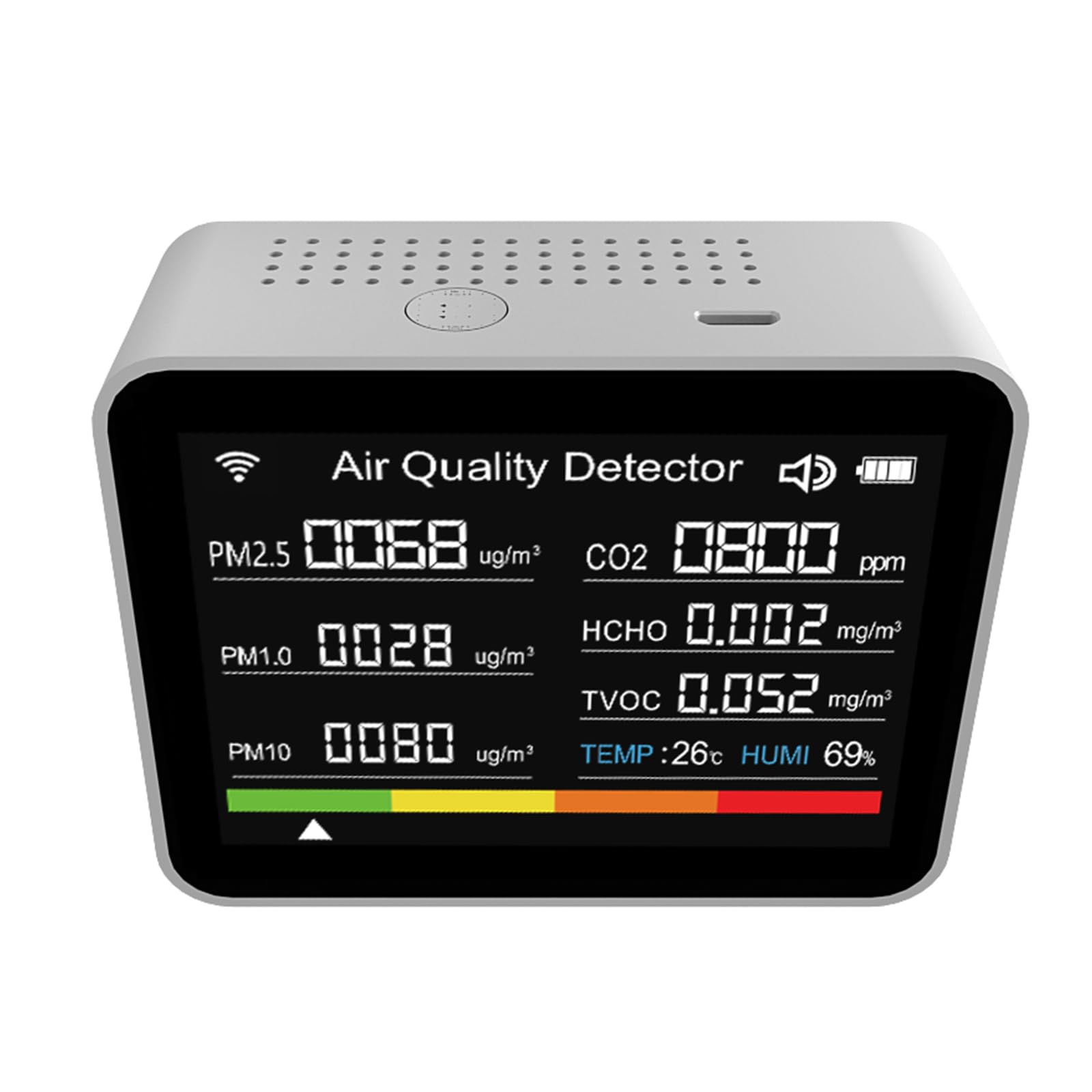 13 in 1 Temperatur- und Luftfeuchtigkeitsmonitore Multifunktions Luftqualitätsmonitore TVOC HCHO Tester mit PM2.5 PM1.0 PM10 CO2 Digital Hygrometer
