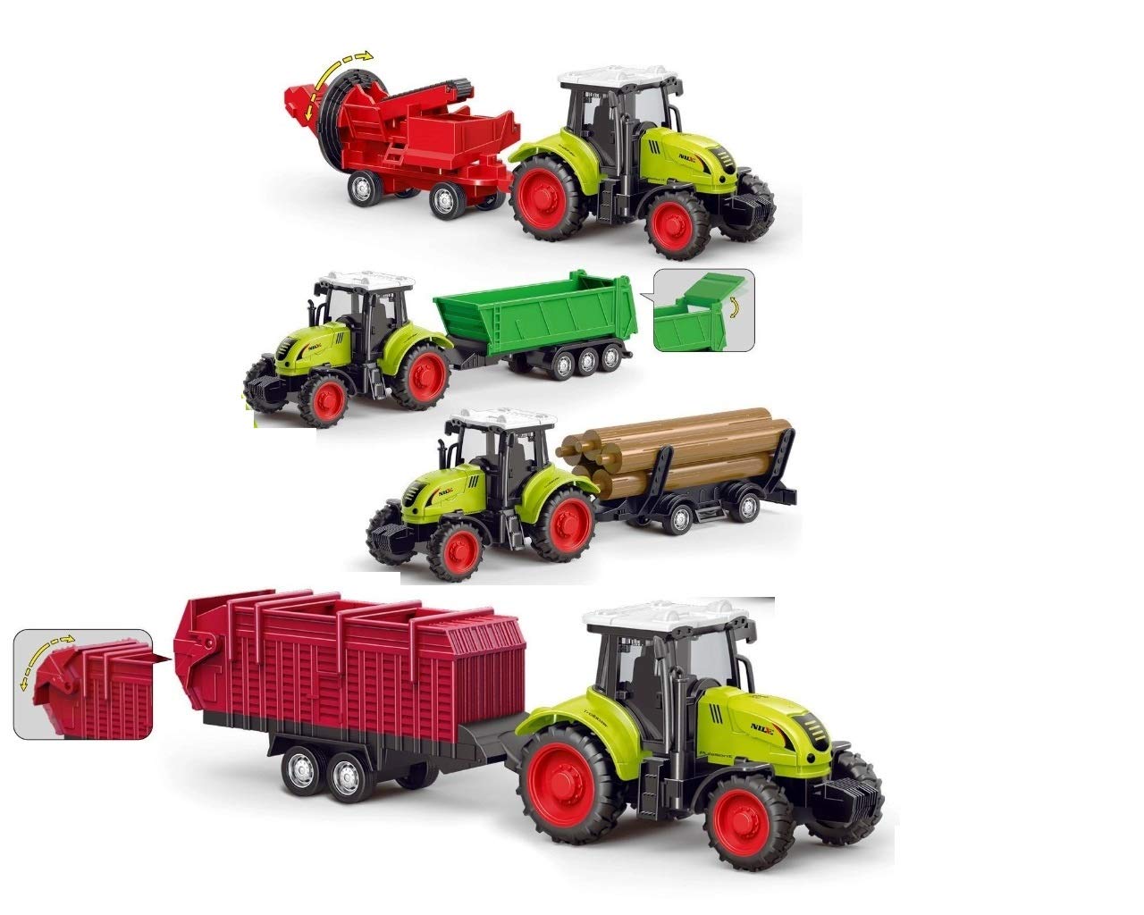 PLUSPOINT Farm Tractor Toys, Inertia Vehicles Farm Tractor Truck with Trolley,Pack of 4Pc Agriculture Farm Toys, Friction Power Toy Trucks for Kids Pretend Play 3-14 Years (Tractor Trolley 4pc) (B0BJVX6QTK) Amazon Price History, Amazon Price Tracker