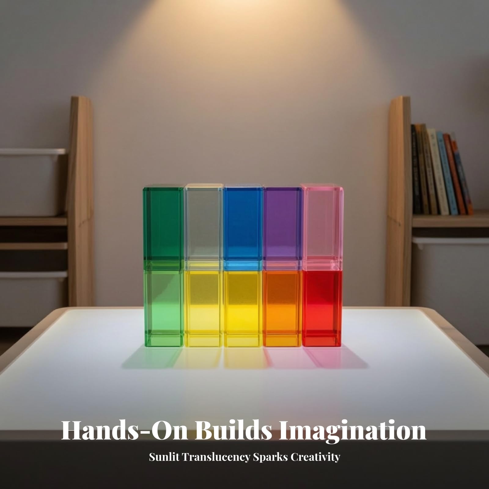 10 Pezzi Mattoncini Colorati Trasparente | Mattoncini Trasparenti, Set di Costruzioni, per Aula, Bambini