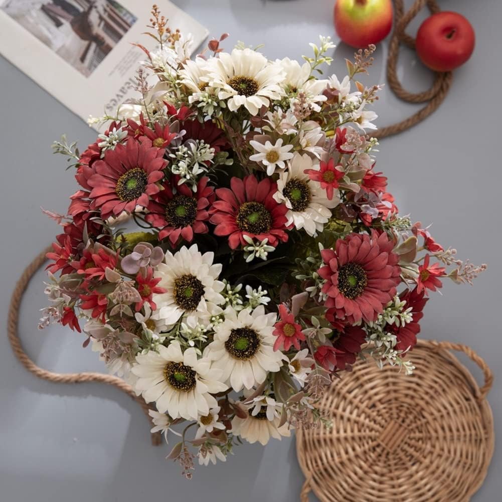 CAMBIRD 16 inch Sunflowers Artificial Flowers Bouquet with Stem Faux Fake Sunflowers Arrangement for Home Outdoor Indoor Wedding Kitchen Table Decoration