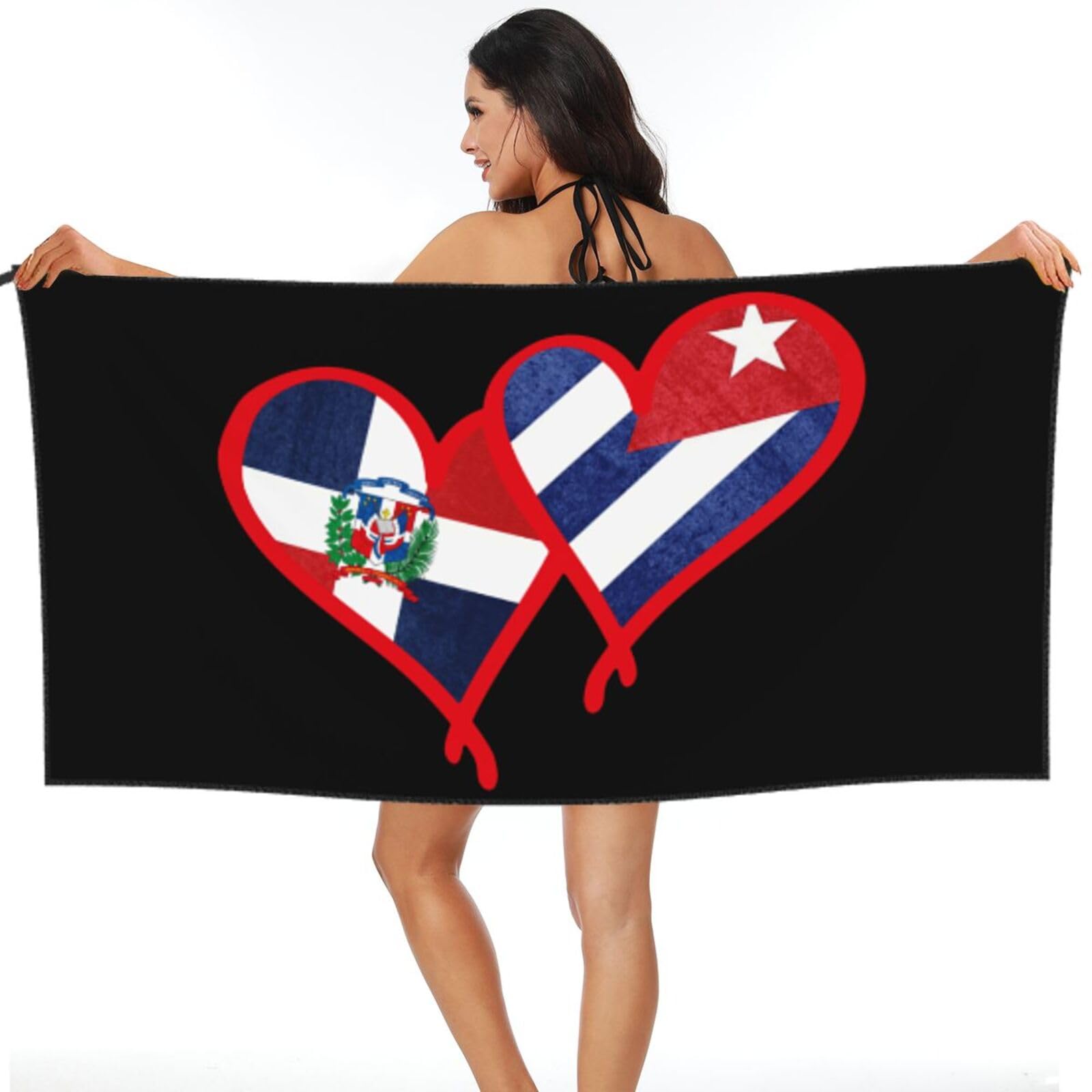 Serviette de plage République Dominicaine compacte pour voyage et natation sans encombrement