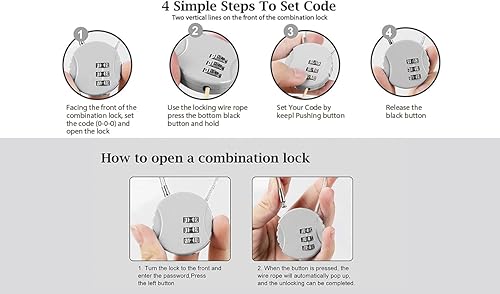 Miniatura 2 de Cerradura de combinación, paquete de 4 candados de color, cerradura de código mini de 3 dígitos, cerraduras para bolsa de equipaje, cerraduras de