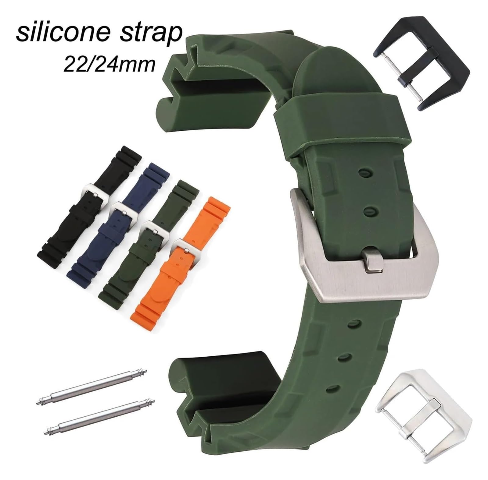 Bracelets en silicone avec boucle en acier inoxyda Bracelet en Silicone Bracelet en caoutchouc 22mm 24mm Bracelet de remplacement souple Sport Bracelet de montre en Silicone bandes Bracelet