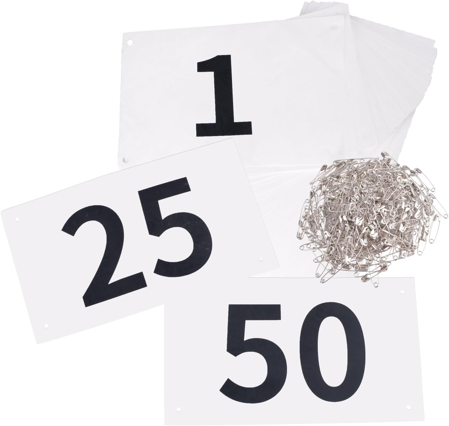 TRIWONDER Tyvek Running Bib Competitor Numbers with Safety Pins, Running Numbers Paper Tags 1-200, Tearproof and Waterproof 4 x 7 Inches for Marathon Races and Events Sports Games (1-50)