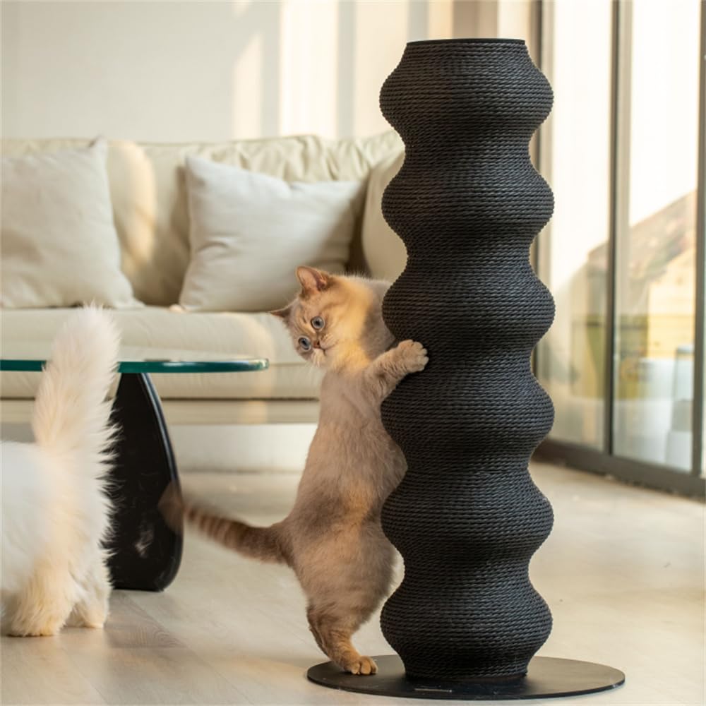 Kratzsäule aus natürlichem Sisal, großes Katzenspielzeug, geeignet für Kitten und kleine Katzen, H90 cm (Schwarz)