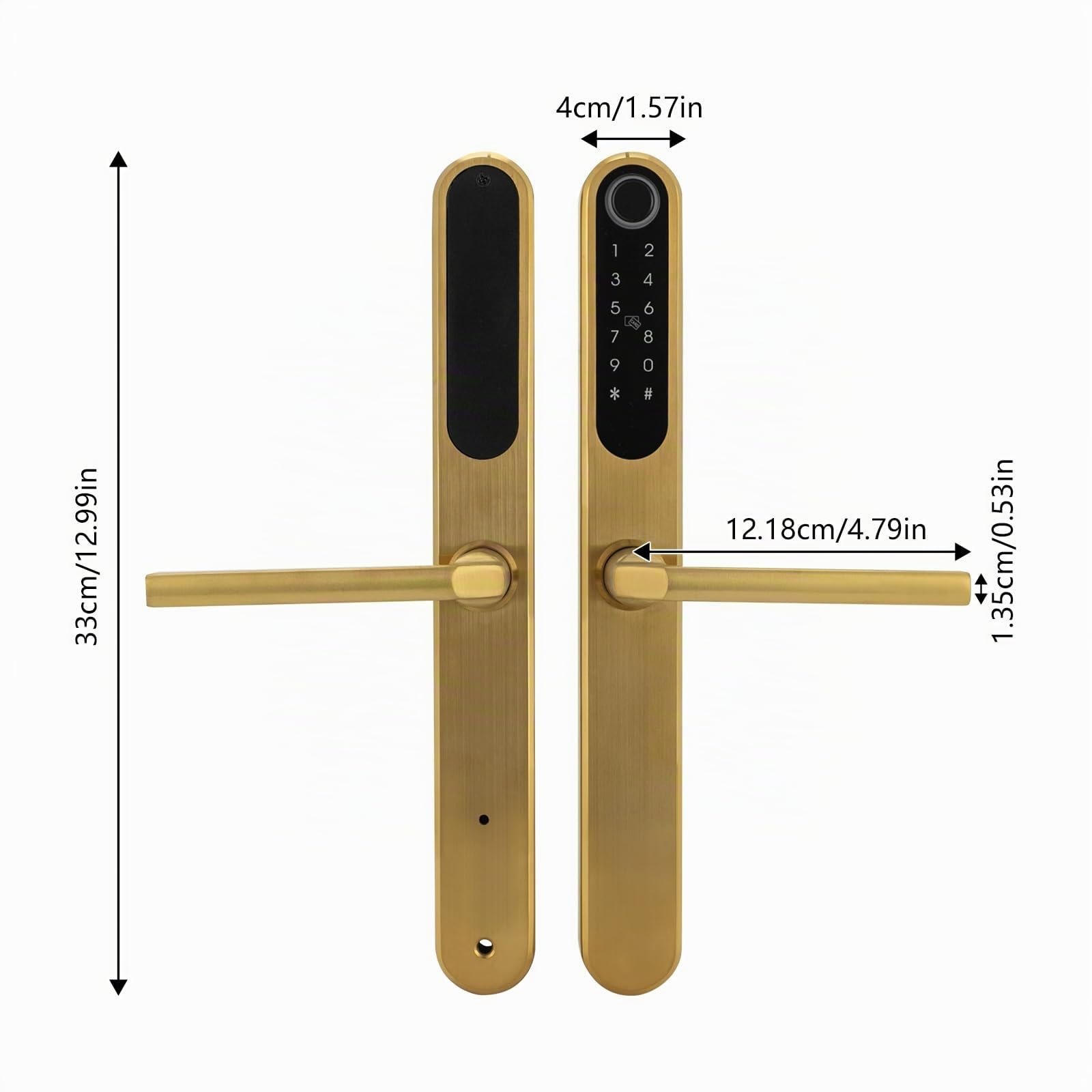 Cerradura de puerta inteligente con huellas dactilares, cerradura inteligente con asa, cerradura de puerta digital, manilla de puerta inteligente con huella digital (dorado)