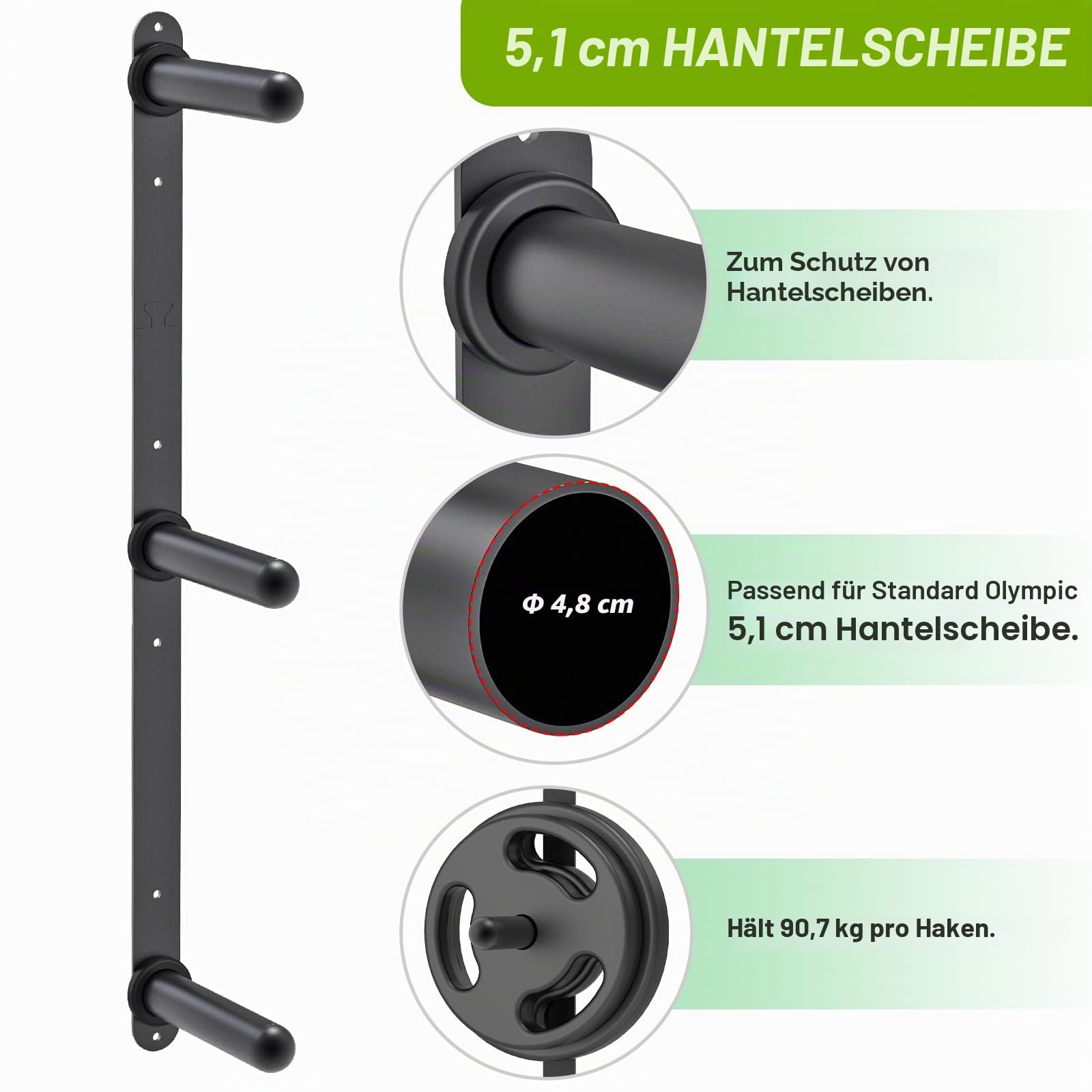Kipika Gym Organizer-Set – Hantelscheiben-Aufbewahrungsregal (2 Stück), Langhantel-Aufbewahrungsregal mit T-Stange, Landminen-Plattform-Befestigung – langlebige