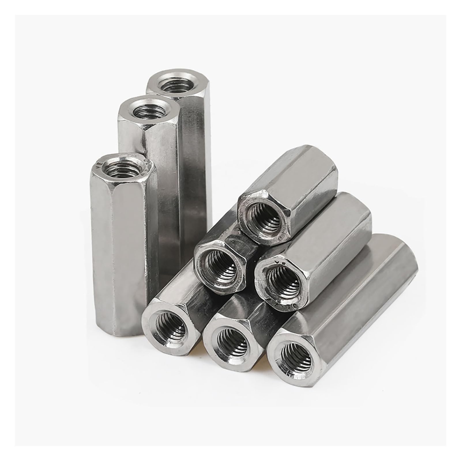 1 Uds M12 M14 M16 M18 M20 tuercas de acoplamiento de varilla hexagonal de rosca derecha e izquierda 304 tuerca hexagonal larga de acero inoxidable tuerca de rosca de conexión (Color : 1Pcs_M12x150 (S