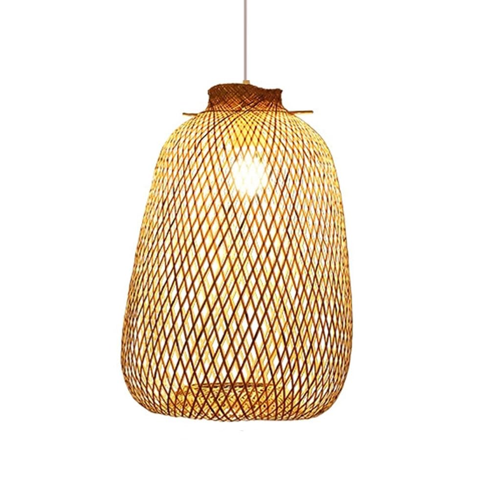 LQZCXMF Natural Wicker Pendant Light Bamboo Boho Dome Pendant Light Fixture Woven Basket Wicker Shade Rattan Chandelier E26 Fixtures for Restaurant Bar Coffee Shop Kitchen Island Creative Home Decor
