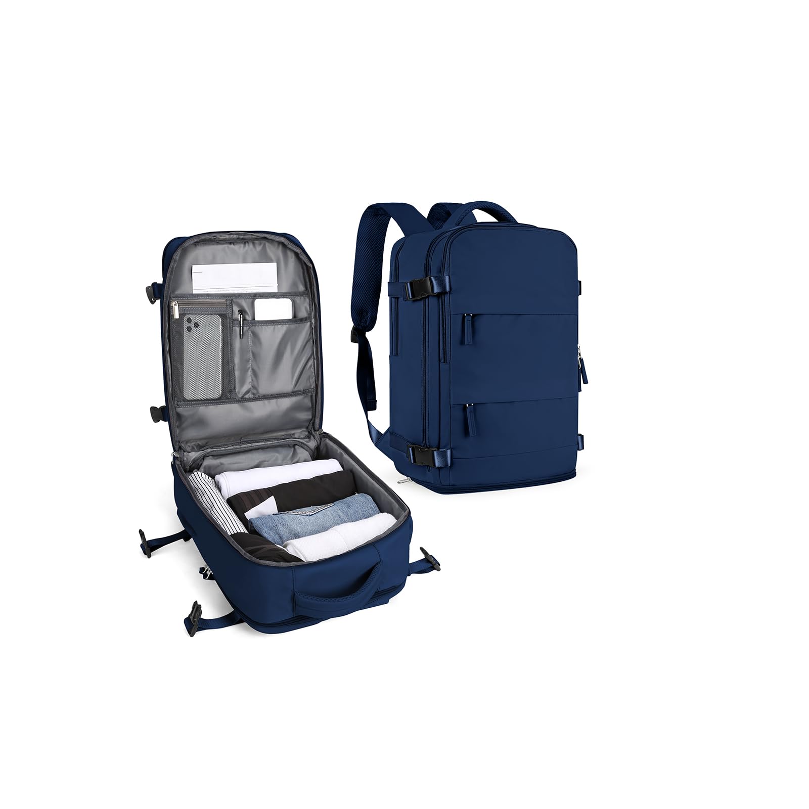 SZLX Großer Reiserucksack Damen,Vakuum Rucksack mit Pumpe Ryanair Handgepäck 40x30x20 Herren, Wizzair Handgepäck 40x30x20 Wasserdichter Tagesrucksack Fit 14 Zoll Laptop mit Schuhfach und Laptopfach
