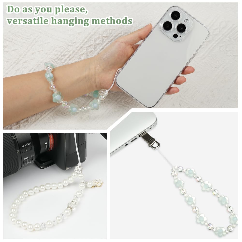 OFFCUP Dragonne Téléphone Portable 4PCS Chaîne Bracelet Anti-Perte Cristal Naturel Perles