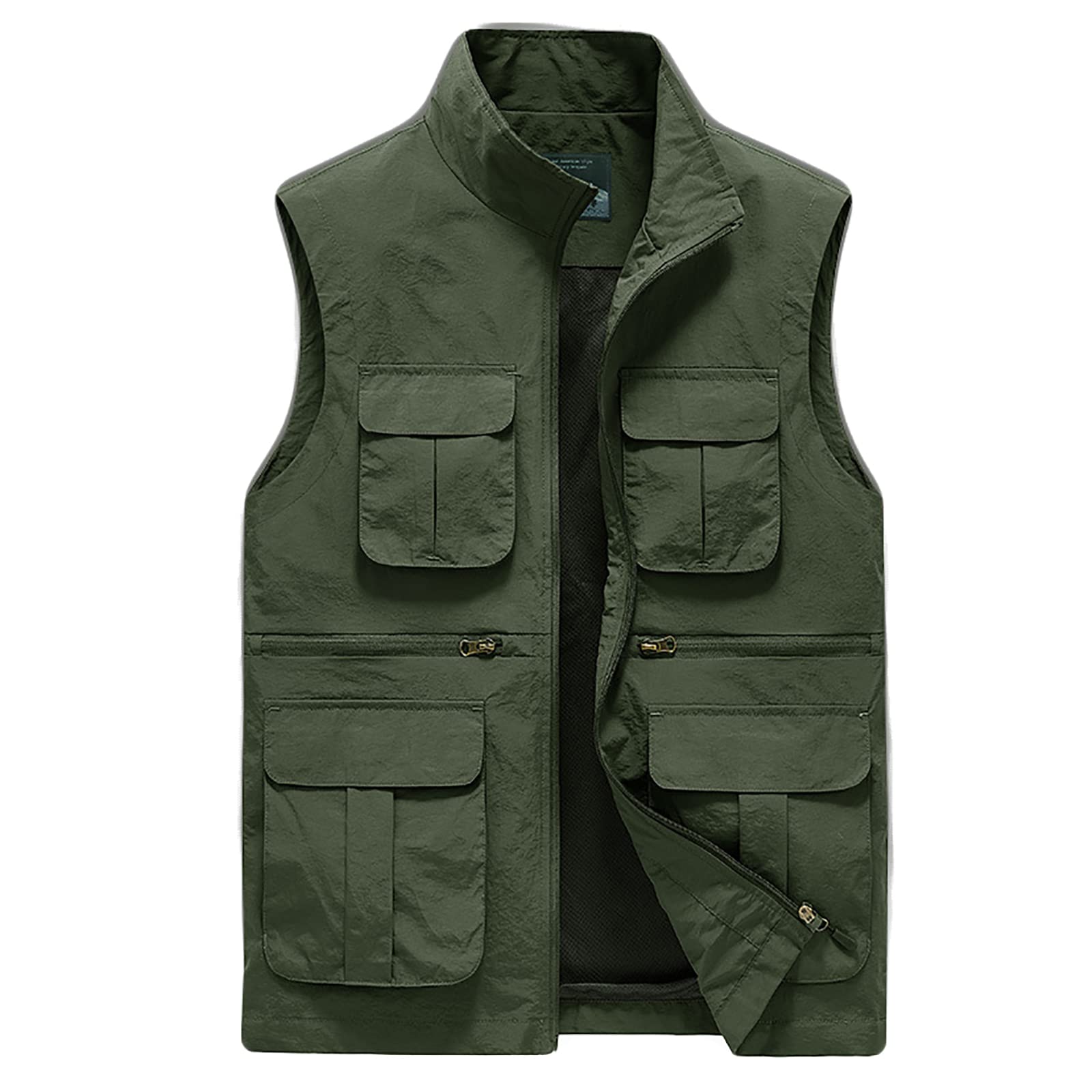 Hombres Chaleco de Pesca con Multibolsillos Respirable Viajes Senderismo Chaleco(Size:3XL,Color:Verde)