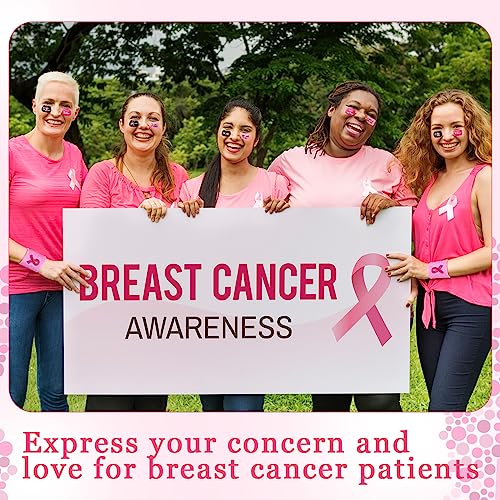 Liliful 20 Pcs Breast Cancer Wristbands, 40 Pcs Stickers, Pink - image 6