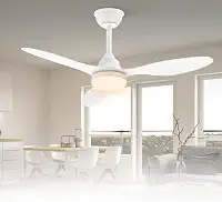 Ventilador de Teto Bivolt 110-220V de Energia 106,7 cm, Ventilador de Teto com Luz LED e Controle Remoto, Motor DC Reversível, 6 Velocidades, Branco