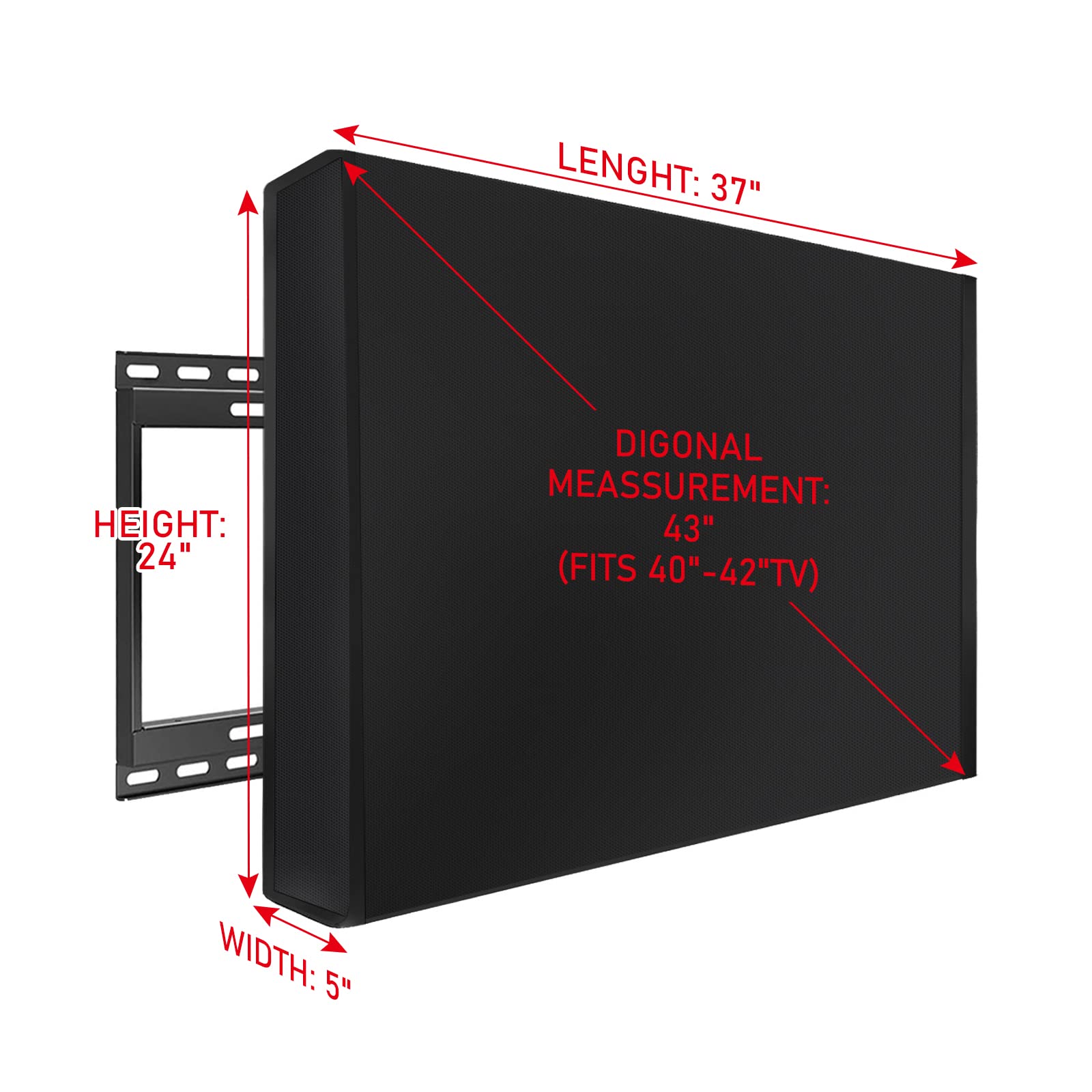 MaxAwe Cubierta para TV de 40" - 42" para exteriores, 42 x 26,5 x 5 pulgadas (107 x 67 x 14 cm), cubierta de TV para exteriores, resistente a la intemperie, universal, protector de pantalla negro