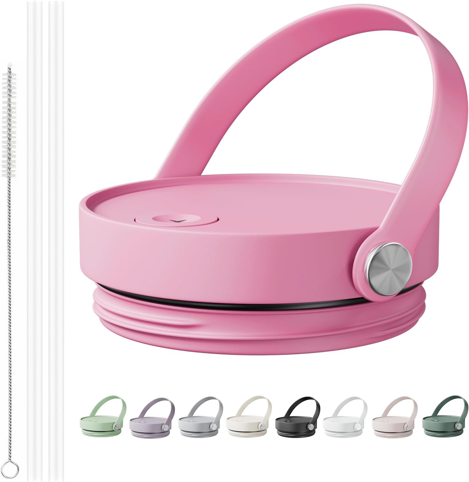 CHEETAH 40 oz Replacement Lid for Stanley Cup,Compatible with Stanley Quencher H2.0 FlowState Tumbler,with Easy Carry Soft Silicone Handle and Straws,Insulated Plastic Spill Leak Proof Lid