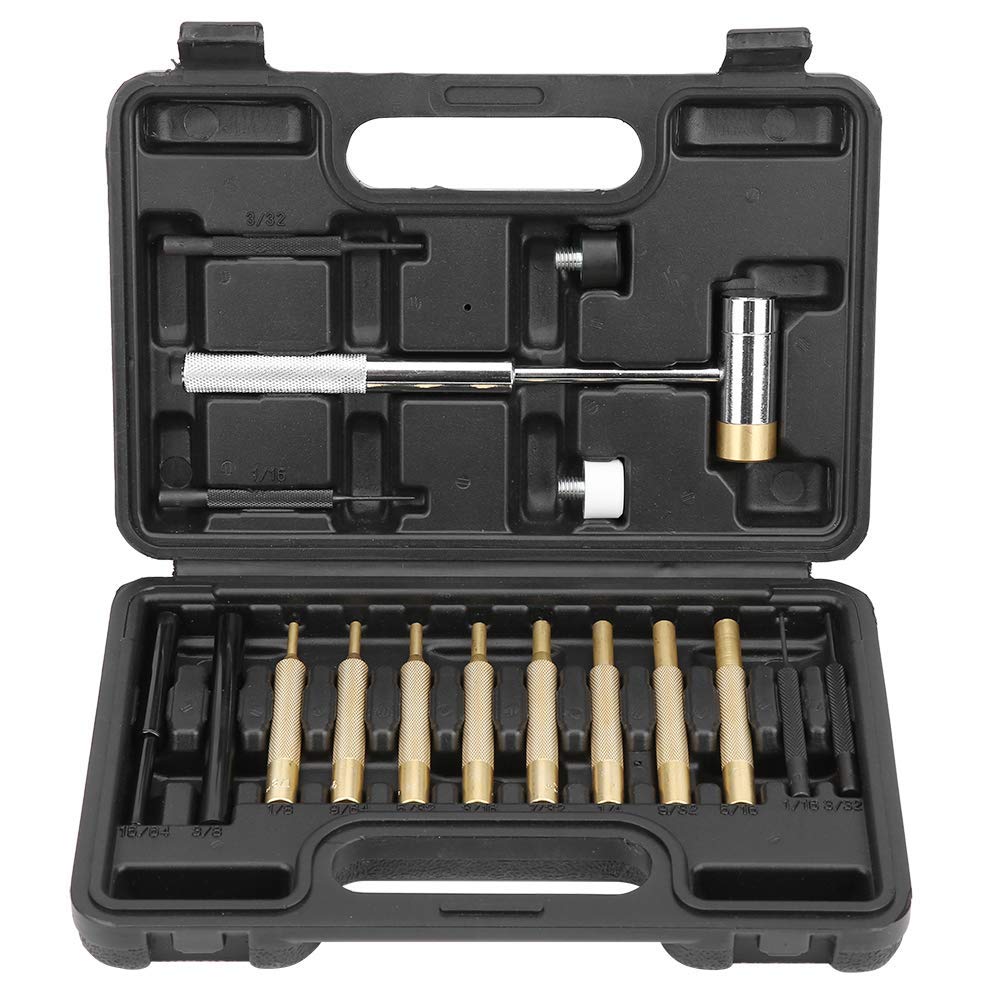 Ensemble de Poinçons d’Armurier Professionnel 17 Pièces à Goupille Cylindrique avec Marteau pour Réparation d’Armes de Chasse et Sportives