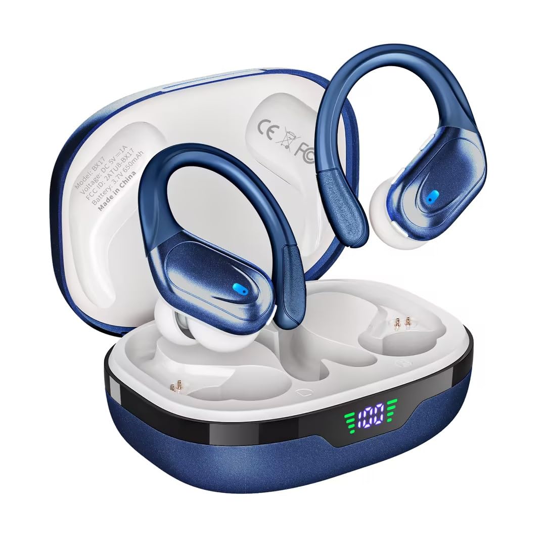 wireless earbuds with 80hr playtime dark blue ipx7 waterproof
