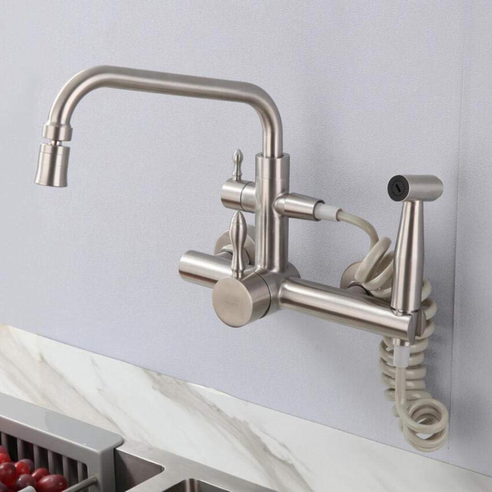 Robinet de cuisine mural au design durable et élégant en acier robuste