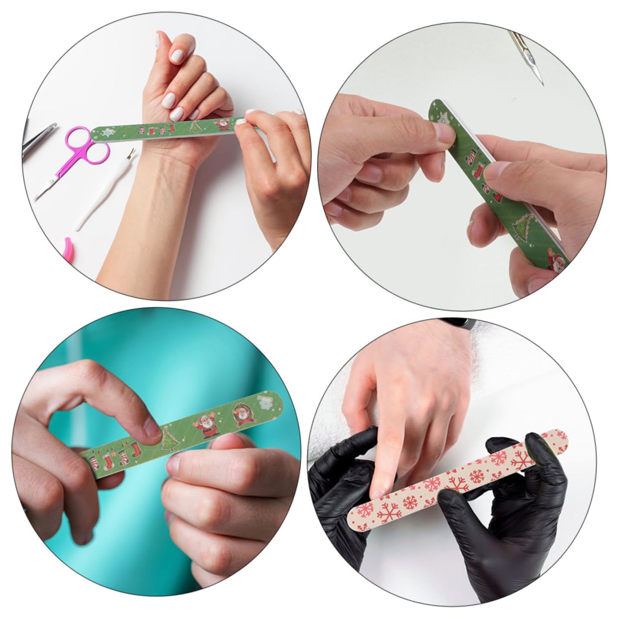 24 Pezzi Limette Unghie Natale Smerigliatrice Manicure Pedicure Strumenti Portatili per Modellare e Lucidare Unghie Naturali e Finte Design Festivo per Donne e Ragazze