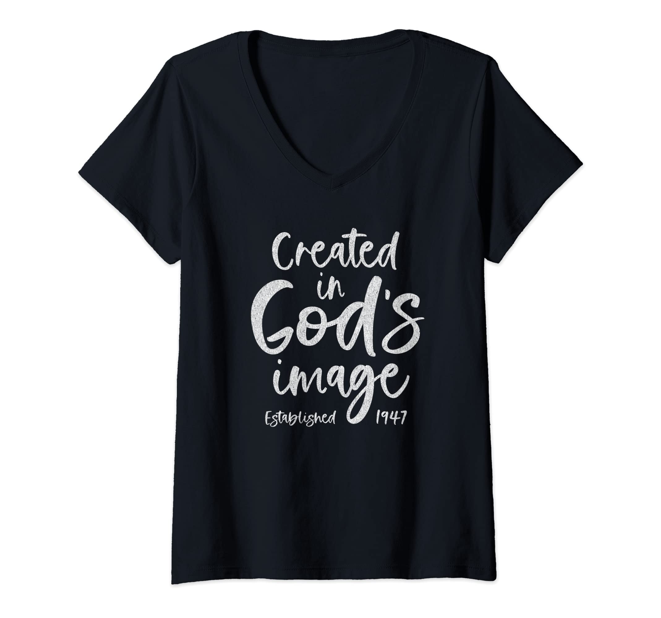 BORNWomens 77 Year Old Christian Jesus and God 1947 77th Birthday V-Neck T-Shirt