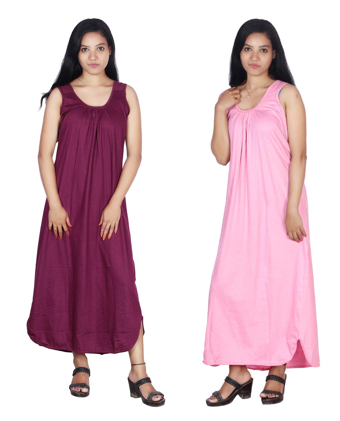Rylie Women's Cotton Fabric Long Nighty Slip/Chemise - Full Length Camisole for Women - Plus Size Nighty - Kurti Slip
