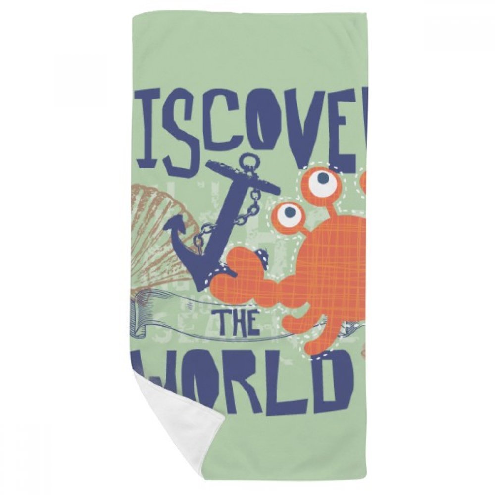 Serviette de bain marine crabe 35x70 cm multicolore en tissu doux