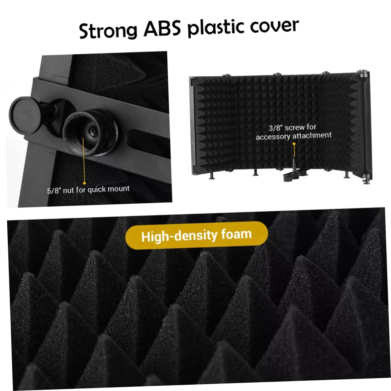 POPETPOP Protector de Aislamiento de Espuma y Abs para Micrófono Plegable Incluye Tornillos Diseño Ajustable para Grabación en Estudio y Uso al Aire Libre