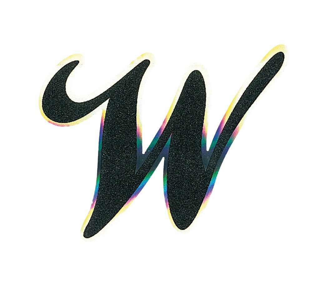 4R Quattroerre.it Holographic Letter W Sticker, Black Metal