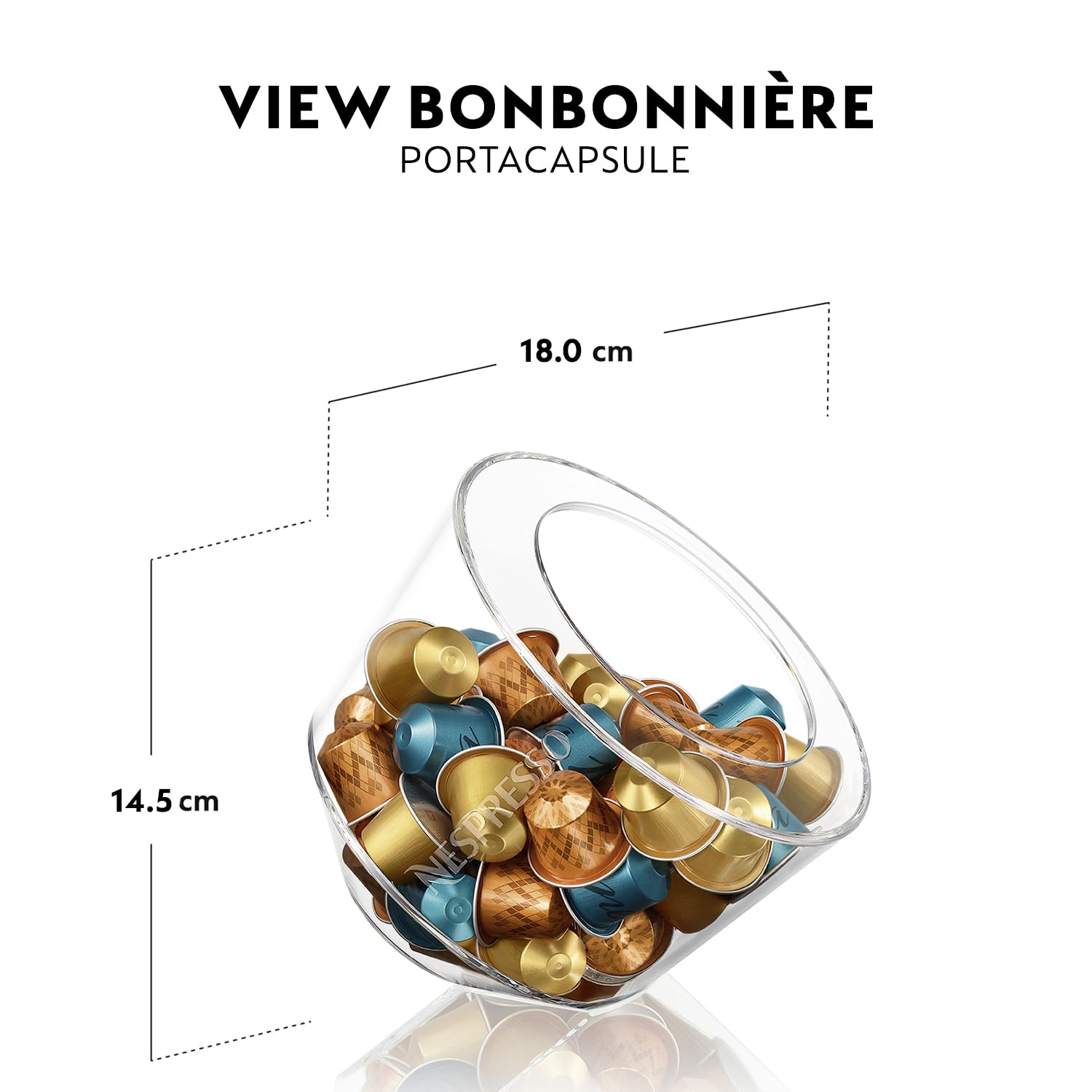 Nespresso Bonbonnière, Porta capsule, può contenere fino a 50 capsule, colore Trasparente
