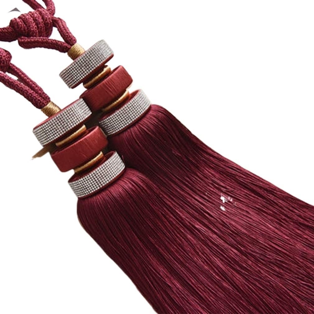Tassel Tie Backs for Curtains, 1Pair Luxury Europe Curtain Tassels Fringe Tiebacks for Home Office Window Drapery Hanging Balls Ropes Rhinestone Elegant Curtain Accessories(Dark Green)