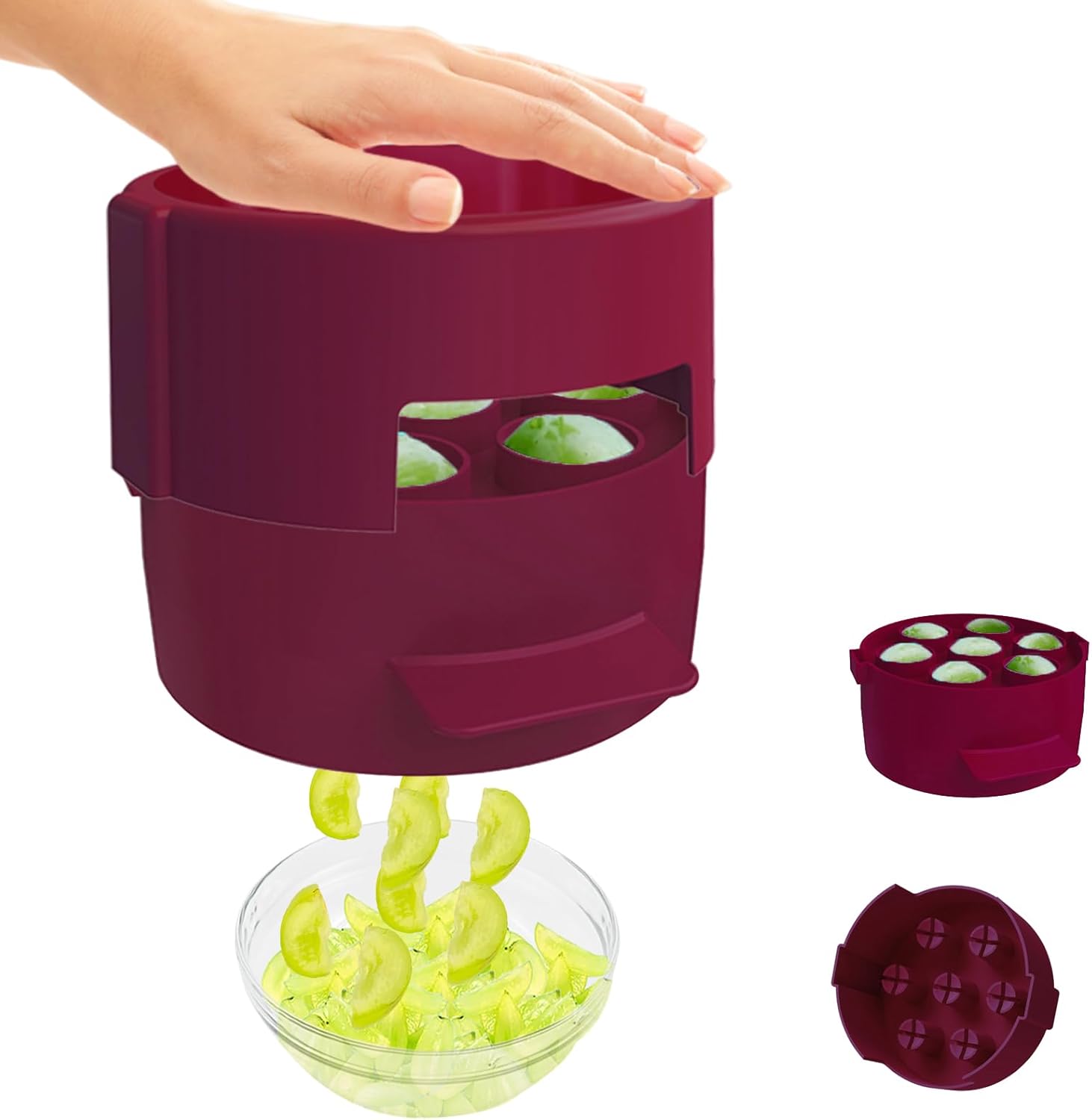 Grape Cutter Tool for Toddlers -Grape Slicer with 7 Individual Holes,Grape Tomato Strawberry Cutters Quarter Slicer tool For Fruits Salad Cake Decoration,Stainless Steel kitchen Gadget Fruit cutter Grape Cutter Tool for Toddlers -Grape Slicer with 7 Individual Holes,Grape Tomato Strawberry Cutters Quarter Slicer tool For Fruits Salad Cake Decoration,Stainless Steel kitchen Gadget Fruit cutter