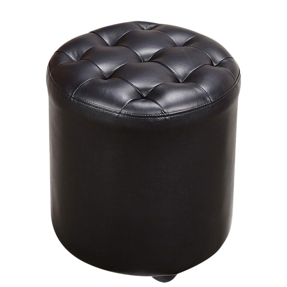 Repose-pieds de salon compact avec pouf carré en cuir pour petits espaces