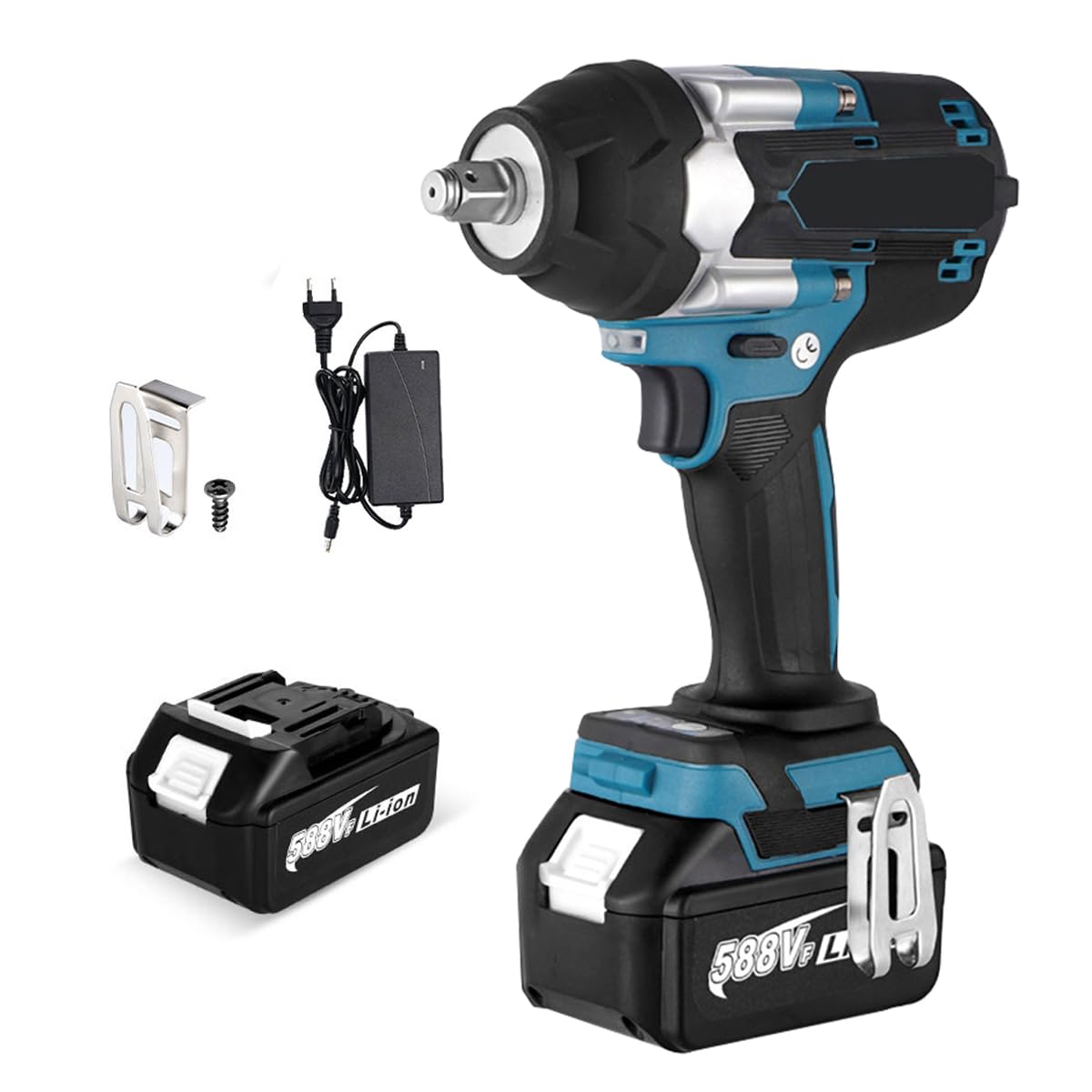 Clé à Choc Sans Fil Couple Maxi 1800N.m, 3 Vitesses, Boulonneuse à Choc Électrique 1/2", 21V Batterie 3000mAh Li-Ion avec Chargeur Rapide, Lampe de Travail LED,pour Travaux Lourds