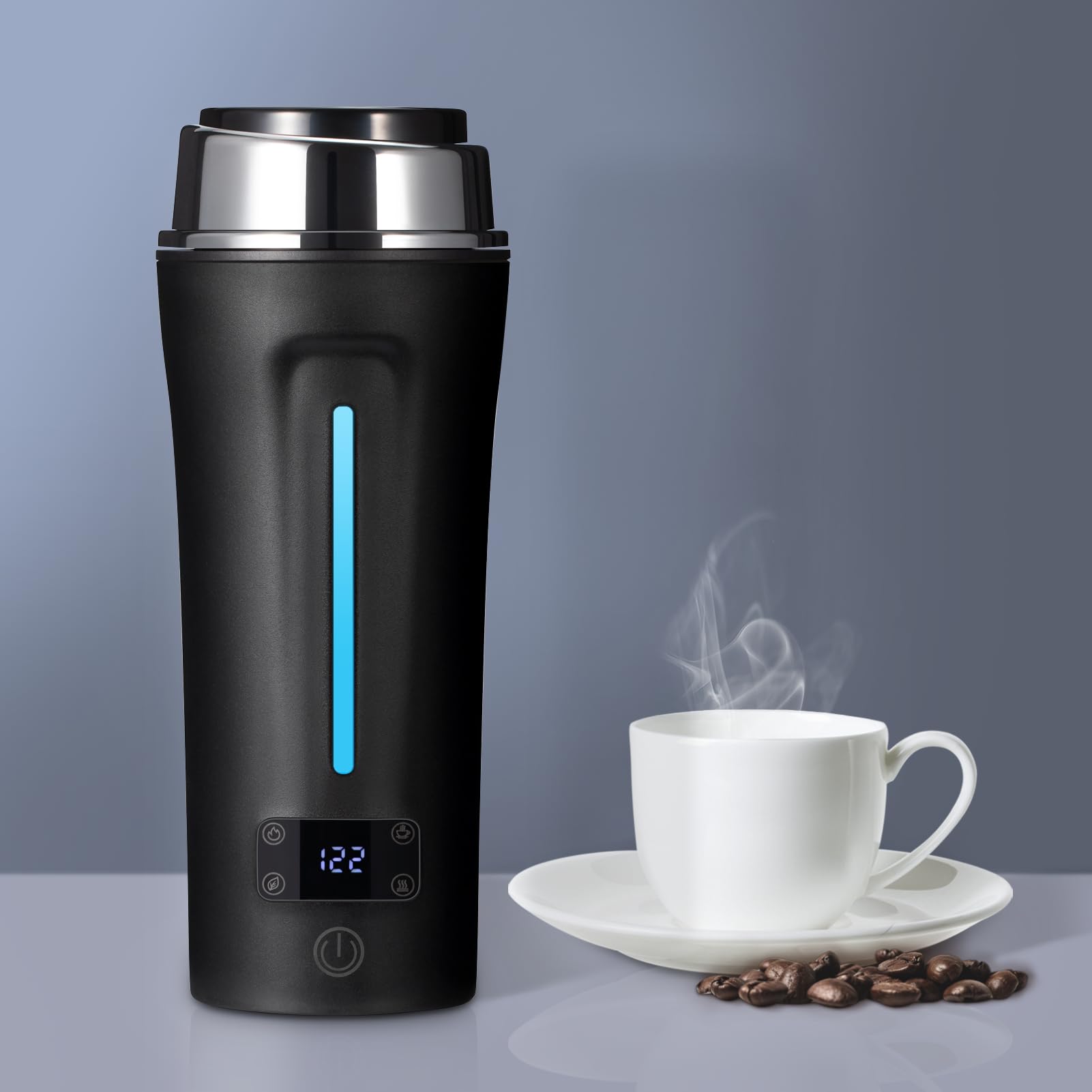 Dual Voltage Travel Kettle, 110-240V Portable Electric Kettle with LCD Display, 4 Temperature Settings, 4 Colors LED for Global Use (350ML)-image-38