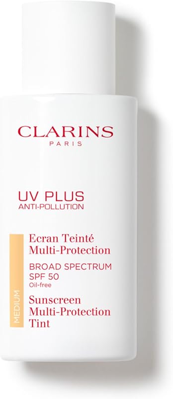 Clarins UV Plus Anti-Pollution, Broad Spectrum SPF 50 Tinted Face Sunscreen | Sheer Finish | Lightweight and Oil-Free | Triple Protection From UVA/UVB Rays, Free Radicals and Pollutants