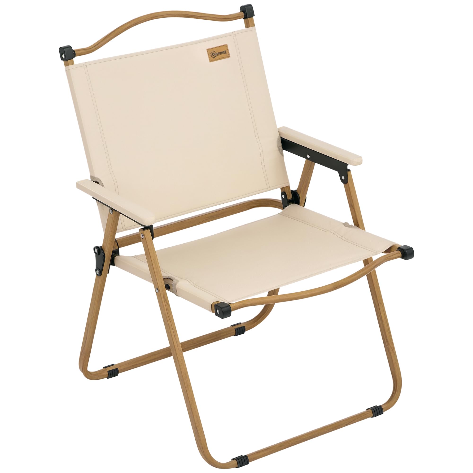 Outsunny Khaki Camping Chair, Portable & Space Saving, 2.8kg, 130kg Max Load, 54L x 59W x 78H cm